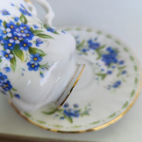 Royal Albert July Forget Me Not Coffee Cup and Saucer new