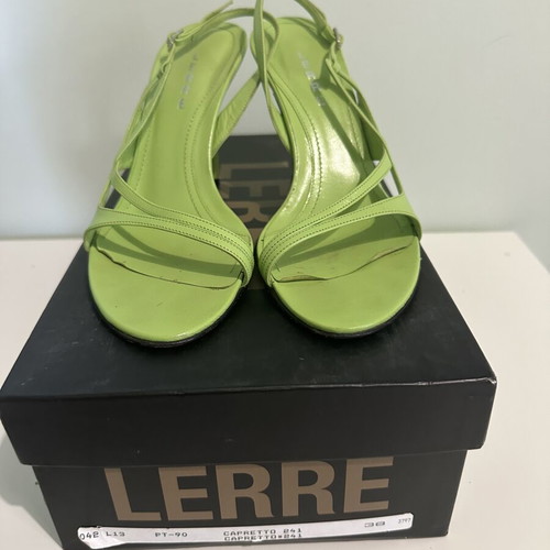 Lerre Lime Green Leather Strappy Heeled Sandals like new
