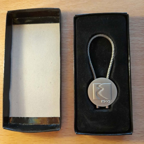 Collectible metal EKO keychain with steel wire cable new