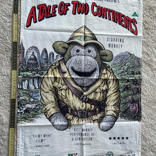 Vintage kitchen towel used, collectible PG Tips A Tale of Two Continents