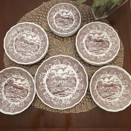 Swiss Landscape 282 dish set used, 6+6+8+2+1 pieces