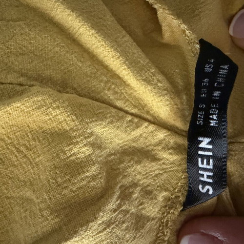 Shein yellow mustard jumpsuit shorts used, size S