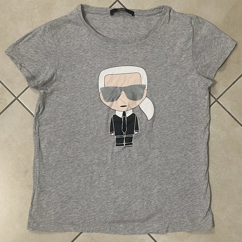 Karl Lagerfeld Women T-Shirt Grey Melange Karl Ikonik Graphic Size S like new