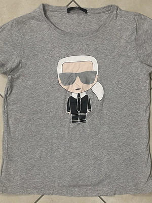 Karl Lagerfeld Women T-Shirt Grey Melange Karl Ikonik Graphic Size S like new