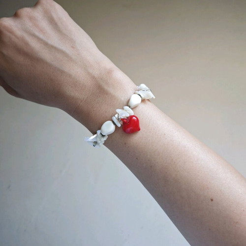 Summer bracelet used, elastic, white and red
