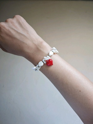 Summer bracelet used, elastic, white and red