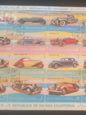 Equatorial Guinea classic car model stamps series 1974