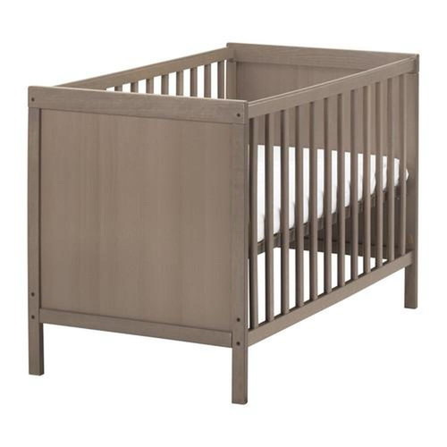 Baby cot used in grey-brown with mattress convertible to bed