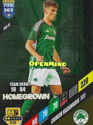 Κάρτα PAN15 Giorgos Vagiannidis Homegrown Fifa 365 2024 Andrenalyn XL καινούργια