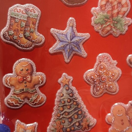 Xmas-gingerbread Retro stickers new, Merry Christmas