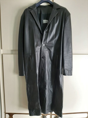 Guy Laroche leather trench coat like new, black, men's XL XXL