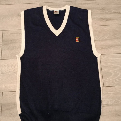 Nike Vintage knit vest used, navy-white, 80s/90s