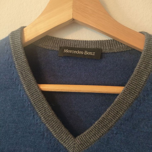 Mercedes Benz 100% merino wool sweater like new, size S/M, blue gray
