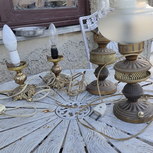 Vintage table lamps set of 4 used, ideal for restoration or DIY project