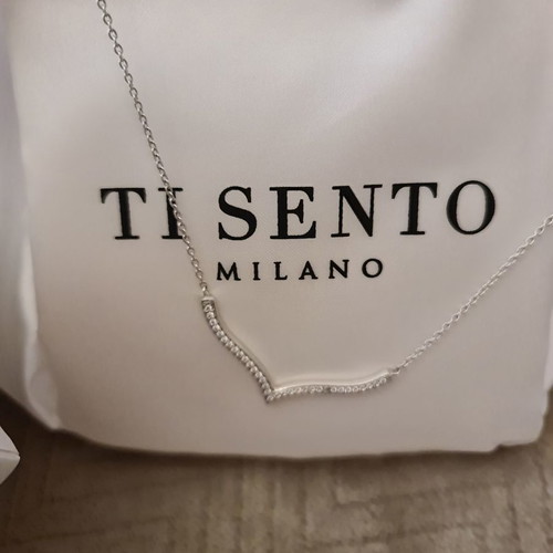 Ti Sento Milano white gold-plated necklace new