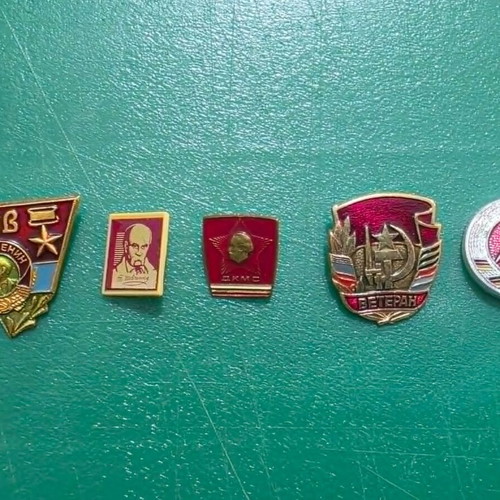 Set of 5 Soviet-era lapel pins from former socialist countries