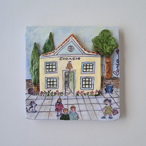 Handmade painting on terracotta tile 10x10 cm new