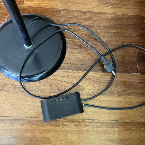 Halogen floor lamp used, black with adjustable brightness