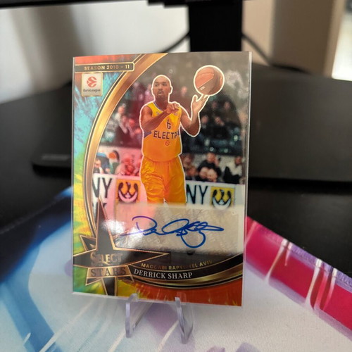 Derrick Sharp Stars Auto Tie-Dye Prizm Card 2025-26 Panini Select EuroLeague, near mint