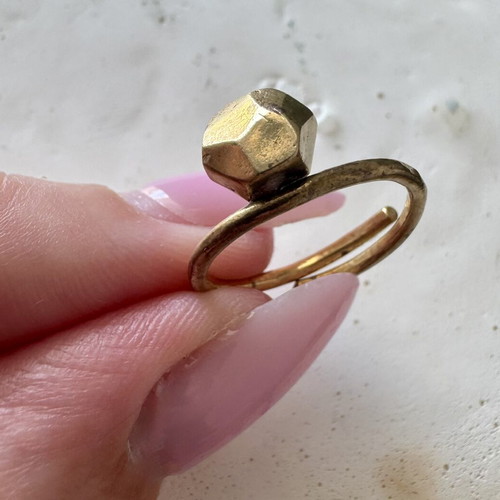 Minimalist Geometric Gold Tone Open Ring adjustable, like new