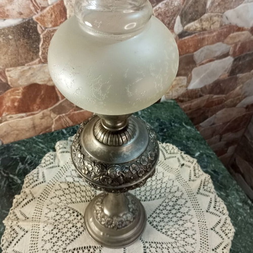 Vintage lamp set with handmade electric Ioannina lamp and glass oil lamp new