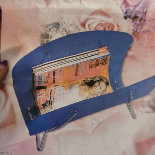 Magazine holder new, plastic with metal bases, sky blue