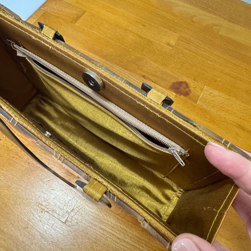 Accessorize clutch bag used, brown and gold