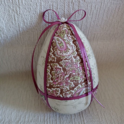 Decorative pink lilac floral egg used for Easter and spring decor
