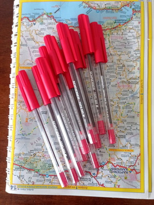 Schneider ballpoint pens new, red, pack of 10