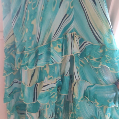 Angelo Marani silk dress used, turquoise, size small