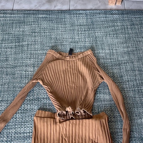 Skirt and blouse set new, beige and brown, size small/medium