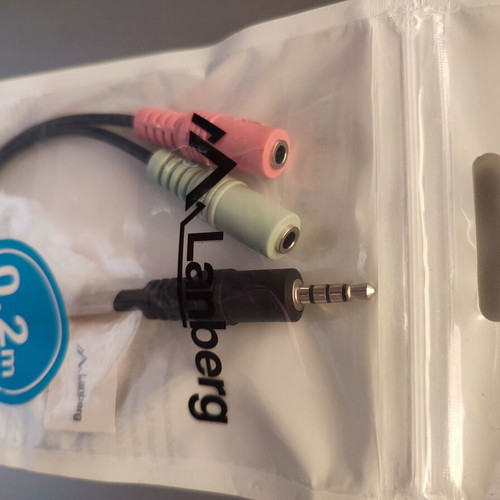 Lanberg audio cable microphone headphone splitter new 20cm