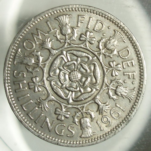 2 Shillings coin used, lot of 4, Elizabeth II