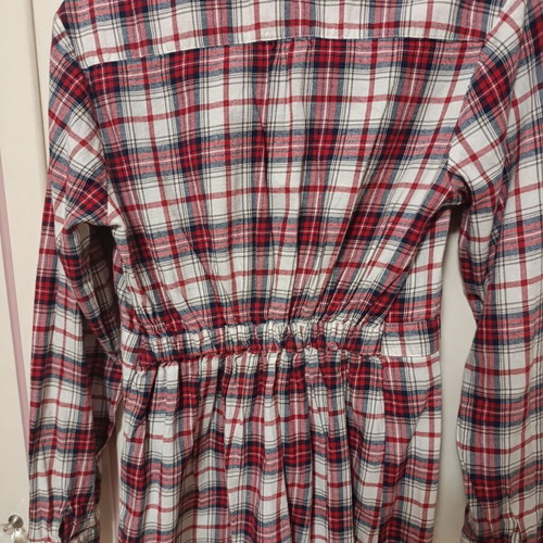 Girls' plaid shirt like new, size 152 cm, red and white