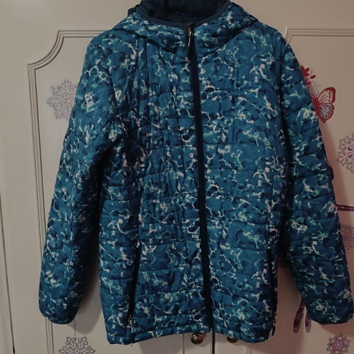 Puffer jacket like new, multicolored, with hood