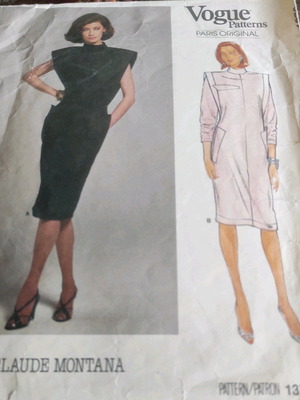Claude Montana dress pattern used, size US 14, 1980s vintage