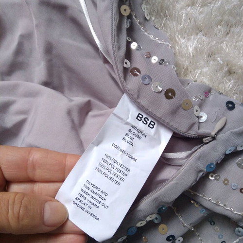 BSB one-shoulder top like new, gray with silver sequins, size 40