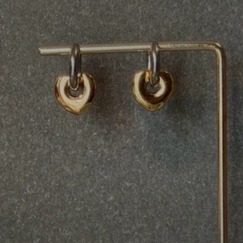 Hoop earrings with heart new, mixed metals gold and silver