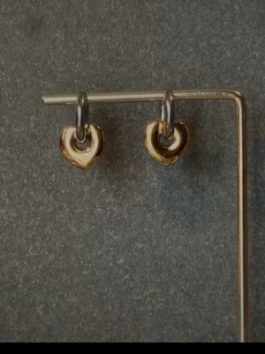Hoop earrings with heart new, mixed metals gold and silver