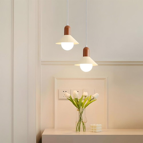 Niuniaj Hanging Ceiling Lamp E27, adjustable cable 150 cm, cream and brown