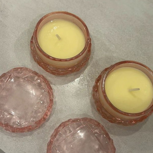 Elegant Diamond Cut Glass candles like new, set of 2 scented