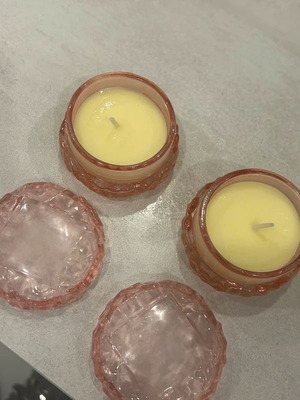 Elegant Diamond Cut Glass candles like new, set of 2 scented