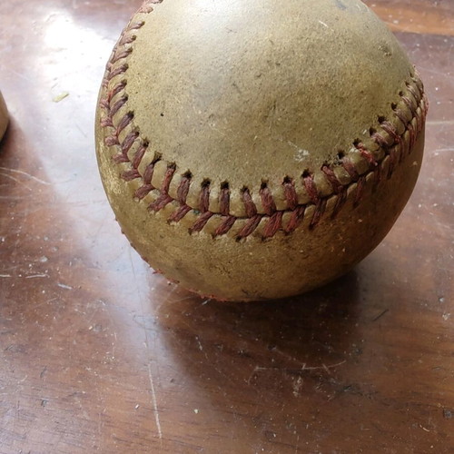 Baseball bat and ball used, 1960