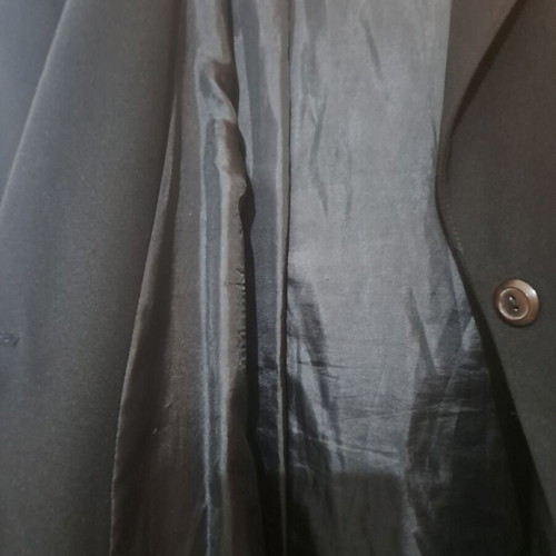 Midi black women's blazer used, size 48, knee-length