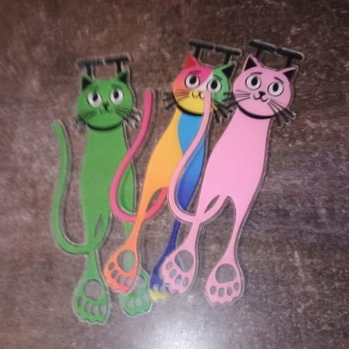 Colorful acrylic cat-shaped bookmarks