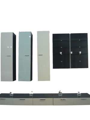 Mira wall unit new, 7 pieces, oak with white lacquer