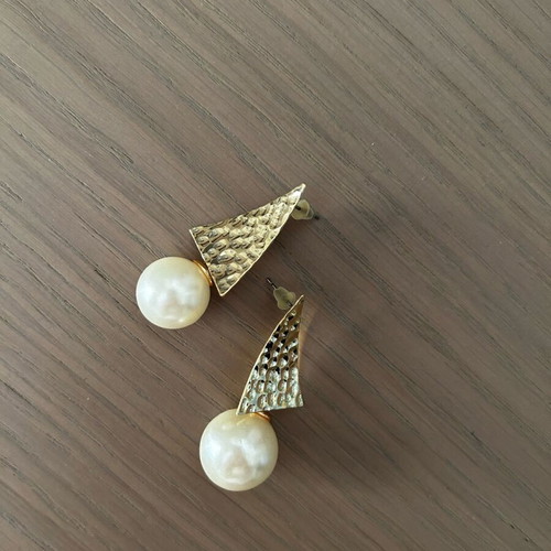 Earrings like new, gold color with white pearl-like detail