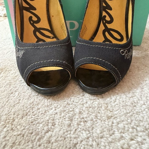 Replay black peep-toe pumps used, size 39, denim fabric