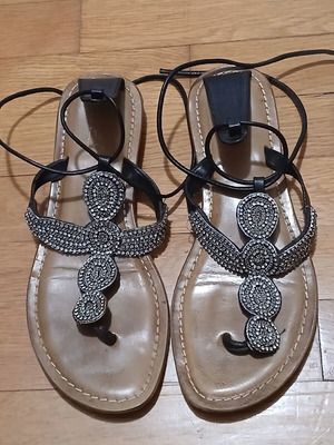 Luella Leather Sandals used with rhinestones and wooden heel size 37