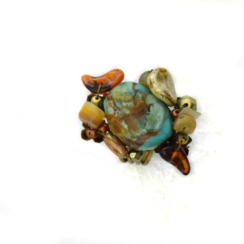 Copper ring large adjustable with turquoise stone used